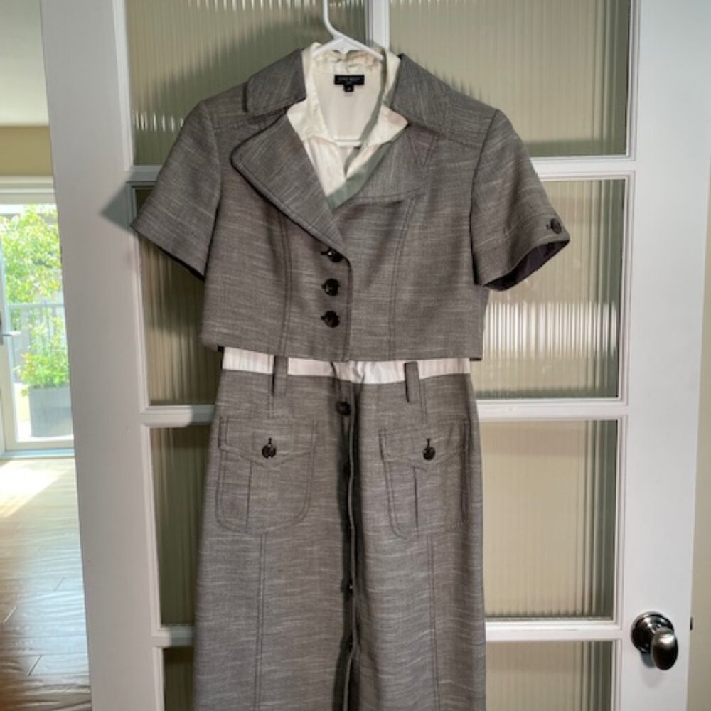 Women's Nine West Jacket Dress Brown/Cream